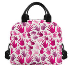 Pink Hand Breast Cancer Pattern Print Insulated Lunch Bag