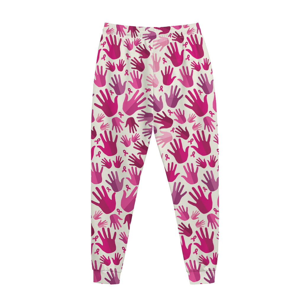 Pink Hand Breast Cancer Pattern Print Jogger Pants