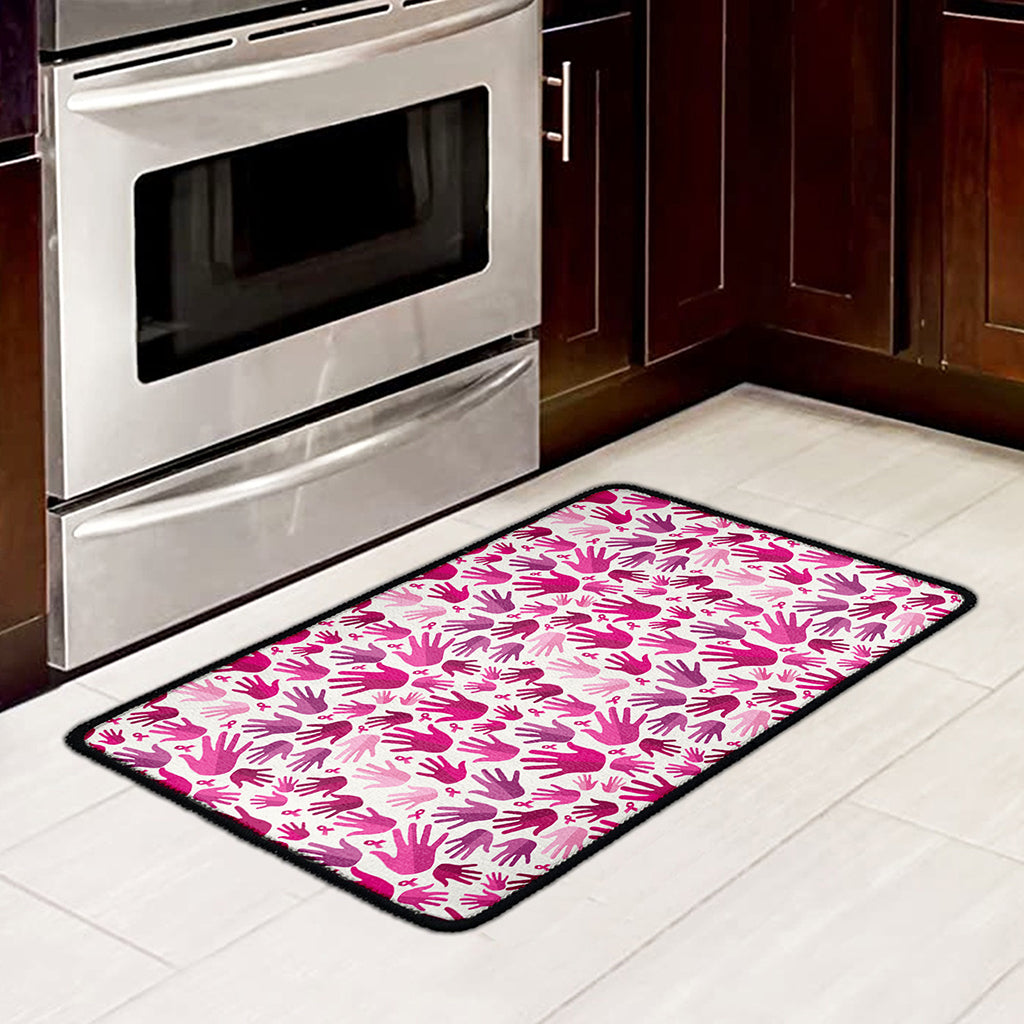 Pink Hand Breast Cancer Pattern Print Kitchen Mat