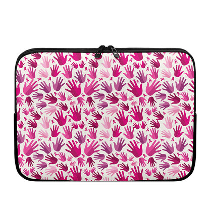 Pink Hand Breast Cancer Pattern Print Laptop Sleeve