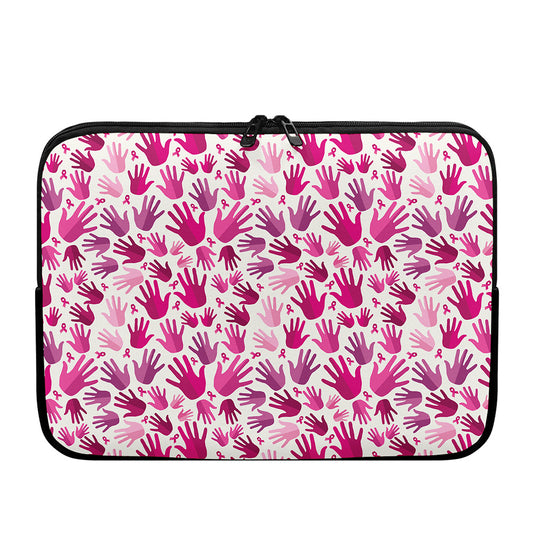 Pink Hand Breast Cancer Pattern Print Laptop Sleeve