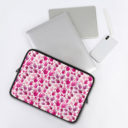 Pink Hand Breast Cancer Pattern Print Laptop Sleeve