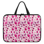 Pink Hand Breast Cancer Pattern Print Laptop Sleeve With Handle