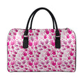 Pink Hand Breast Cancer Pattern Print Leather Duffel Bag