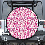 Pink Hand Breast Cancer Pattern Print Leather Spare Tire Cover