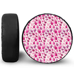 Pink Hand Breast Cancer Pattern Print Leather Spare Tire Cover