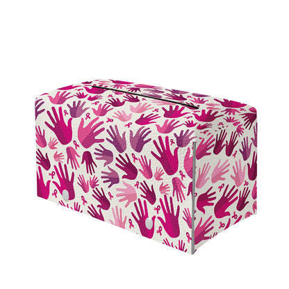 Pink Hand Breast Cancer Pattern Print Leather Tissue Box Cover