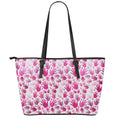 Pink Hand Breast Cancer Pattern Print Leather Tote Bag With Zipper