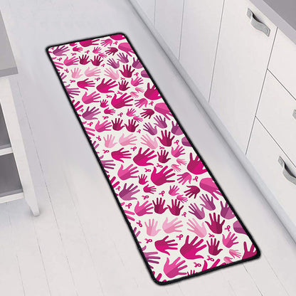 Pink Hand Breast Cancer Pattern Print Long Kitchen Mat