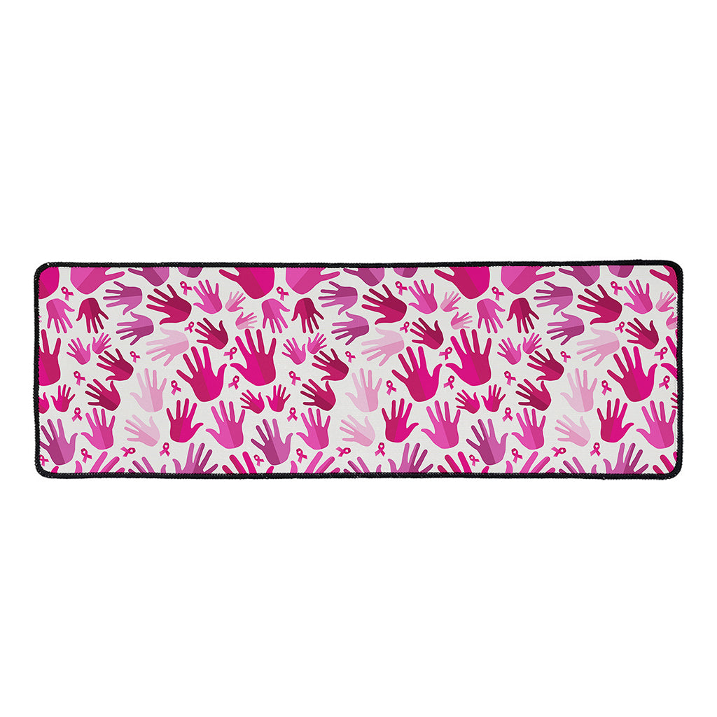 Pink Hand Breast Cancer Pattern Print Long Kitchen Mat