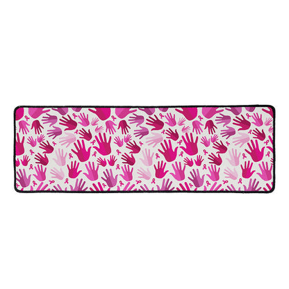 Pink Hand Breast Cancer Pattern Print Long Kitchen Mat