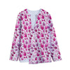 Pink Hand Breast Cancer Pattern Print Long Sleeve Short Coat