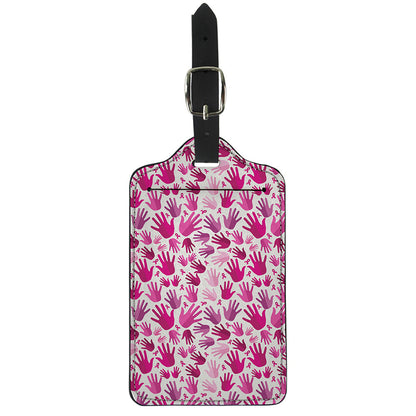Pink Hand Breast Cancer Pattern Print Luggage Tag