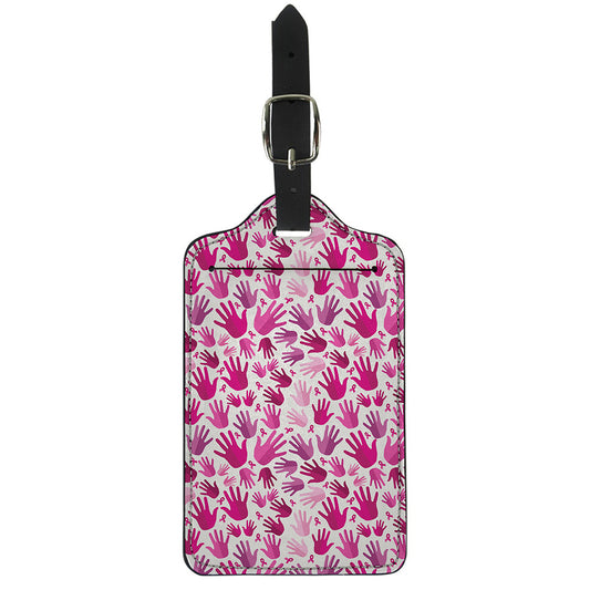 Pink Hand Breast Cancer Pattern Print Luggage Tag