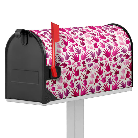 Pink Hand Breast Cancer Pattern Print Mailbox Cover