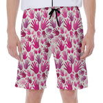 Pink Hand Breast Cancer Pattern Print Men's Beach Shorts