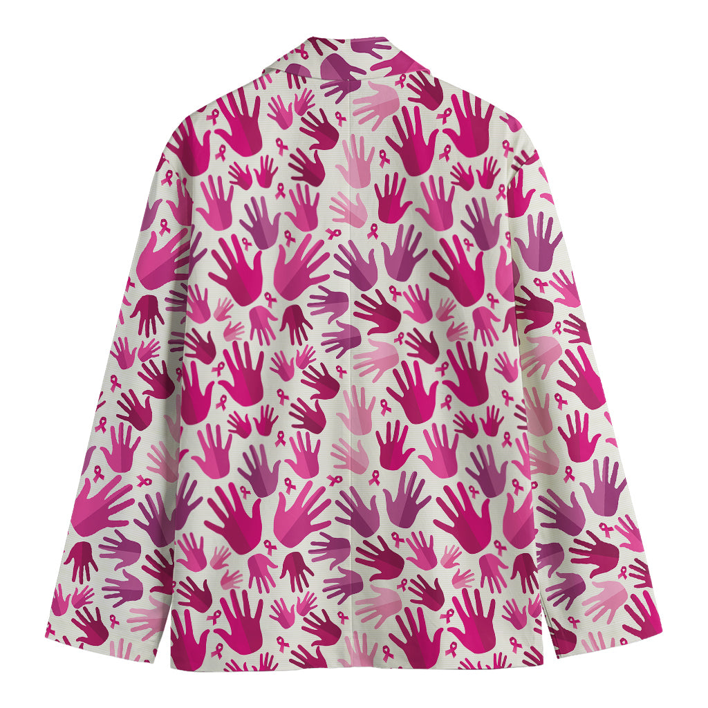 Pink Hand Breast Cancer Pattern Print Men's Blazer