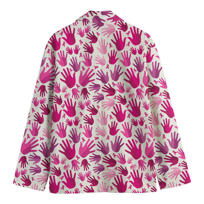 Pink Hand Breast Cancer Pattern Print Men's Blazer