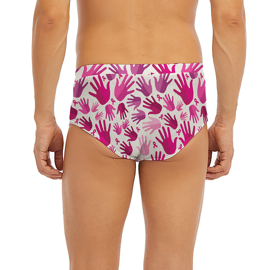 Pink Hand Breast Cancer Pattern Print Men's Briefs