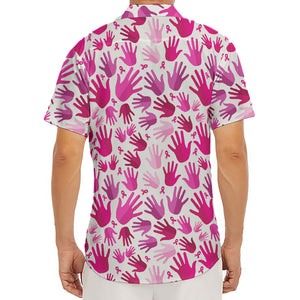 Pink Hand Breast Cancer Pattern Print Men's Deep V-Neck Shirt