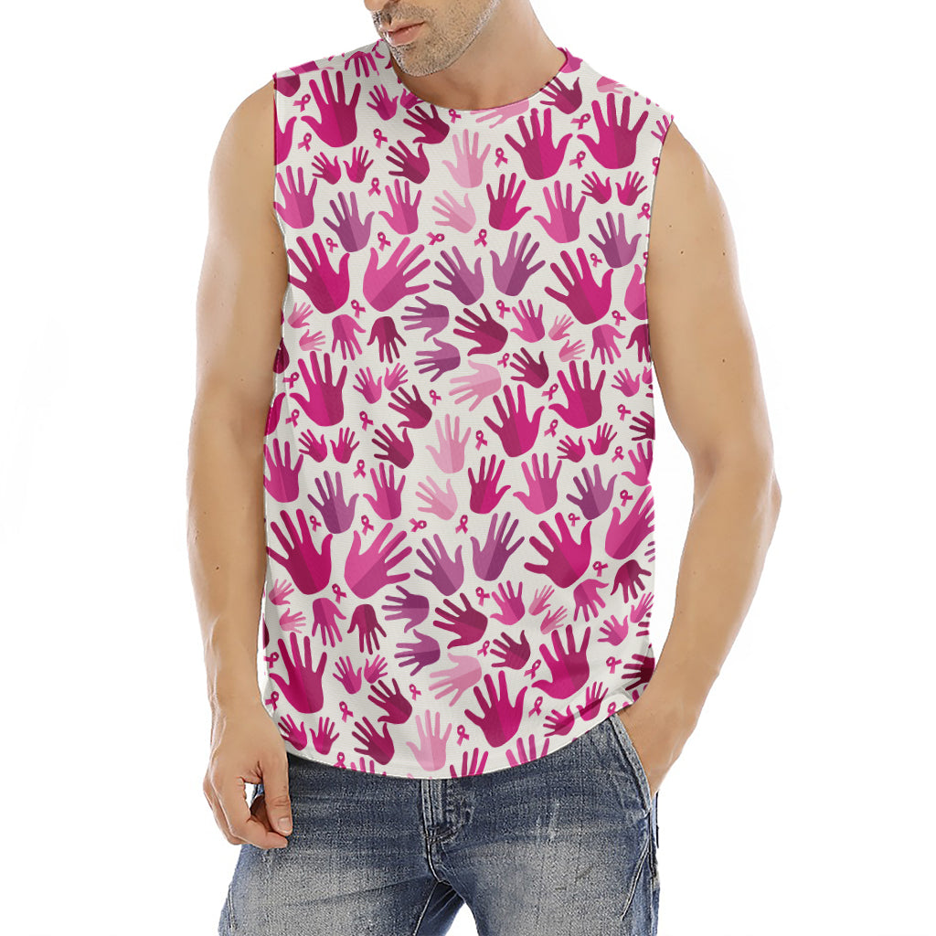 Pink Hand Breast Cancer Pattern Print Men's Fitness Tank Top