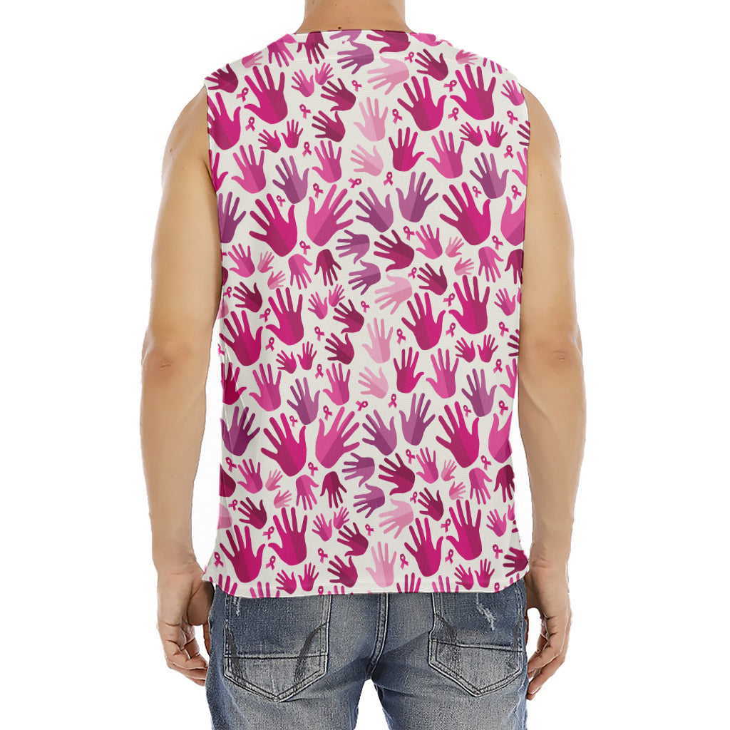 Pink Hand Breast Cancer Pattern Print Men's Fitness Tank Top