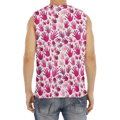 Pink Hand Breast Cancer Pattern Print Men's Fitness Tank Top