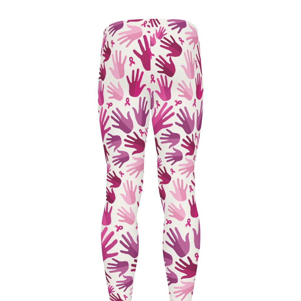 Pink Hand Breast Cancer Pattern Print Men's leggings