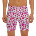 Pink Hand Breast Cancer Pattern Print Men's Long Boxer Briefs