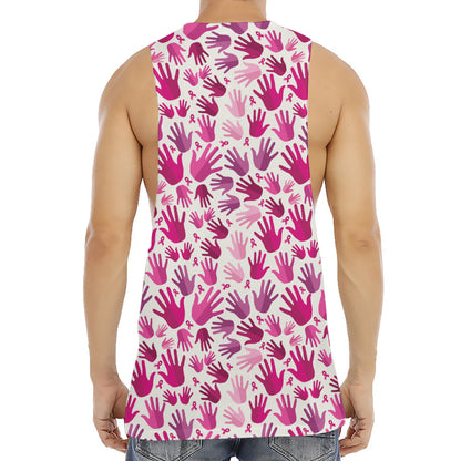 Pink Hand Breast Cancer Pattern Print Men's Muscle Tank Top
