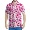 Pink Hand Breast Cancer Pattern Print Men's Polo Shirt