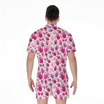 Pink Hand Breast Cancer Pattern Print Men's Rompers