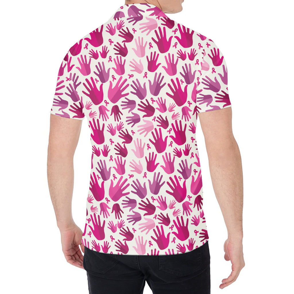 Pink Hand Breast Cancer Pattern Print Men's Shirt