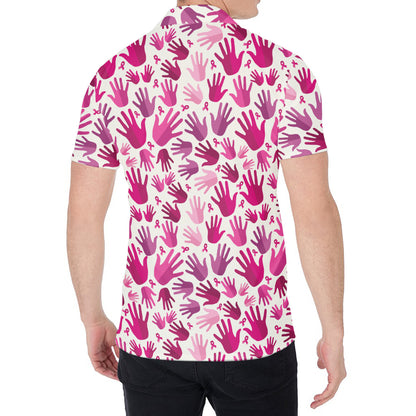 Pink Hand Breast Cancer Pattern Print Men's Shirt