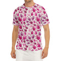 Pink Hand Breast Cancer Pattern Print Men's Short Sleeve Rash Guard