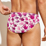 Pink Hand Breast Cancer Pattern Print Men's Swim Briefs