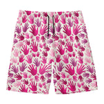 Pink Hand Breast Cancer Pattern Print Men's Swim Trunks