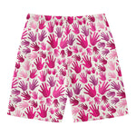 Pink Hand Breast Cancer Pattern Print Men's Swim Trunks