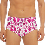 Pink Hand Breast Cancer Pattern Print Men's Triangle Swim Briefs