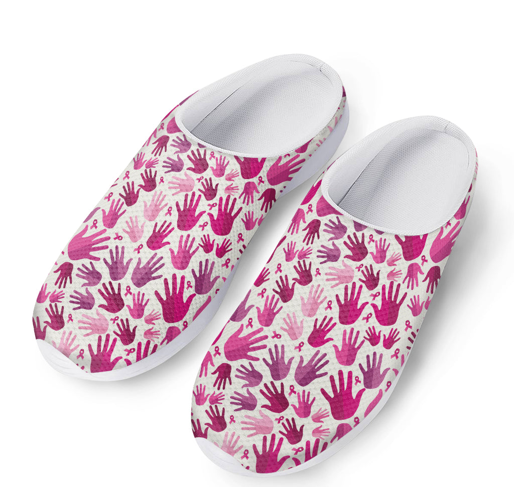 Pink Hand Breast Cancer Pattern Print Mesh Casual Shoes