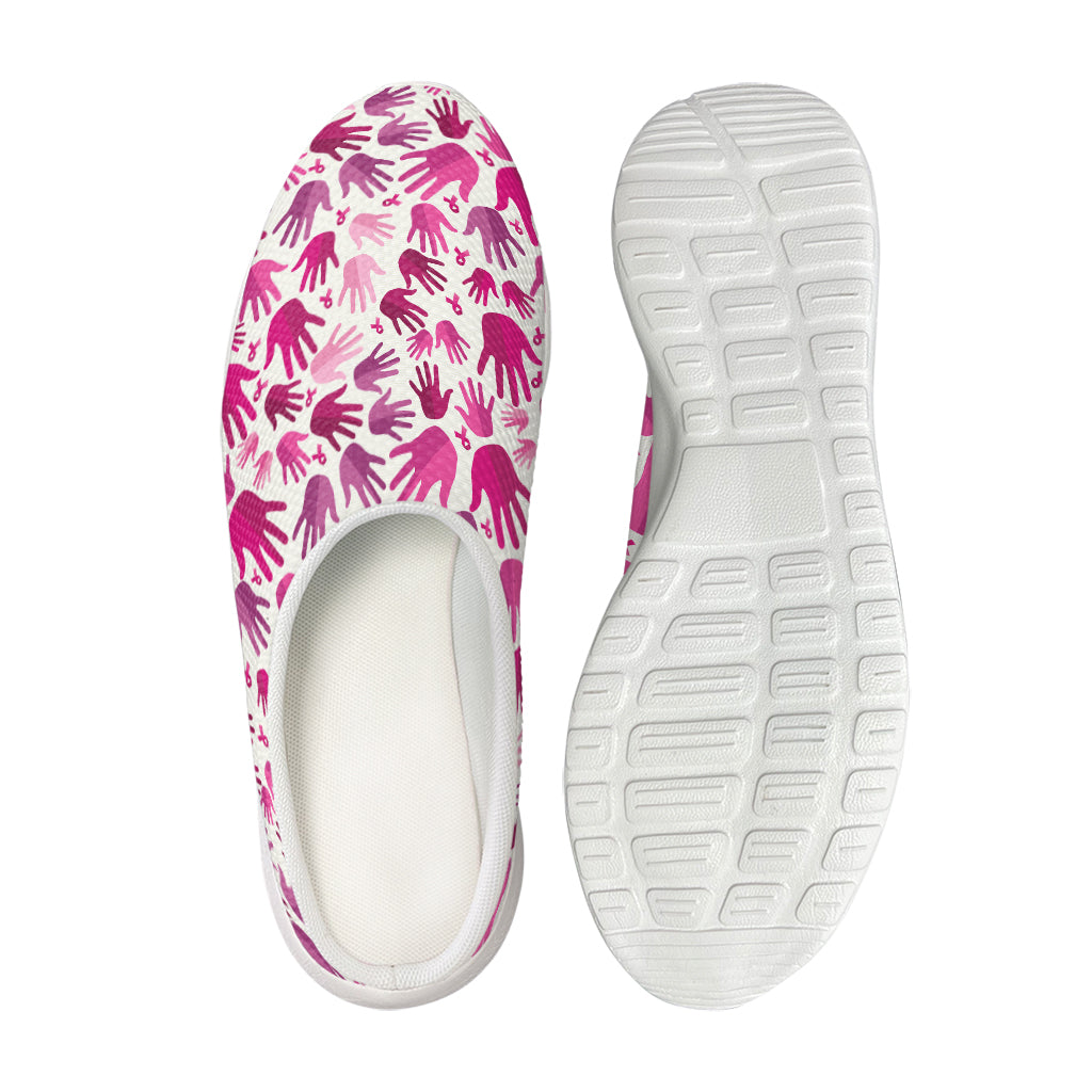 Pink Hand Breast Cancer Pattern Print Mesh Casual Shoes