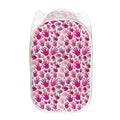 Pink Hand Breast Cancer Pattern Print Mesh Laundry Hamper
