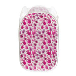 Pink Hand Breast Cancer Pattern Print Mesh Laundry Hamper