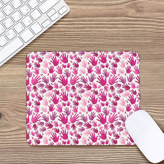 Pink Hand Breast Cancer Pattern Print Mouse Pad