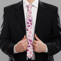 Pink Hand Breast Cancer Pattern Print Necktie