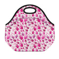 Pink Hand Breast Cancer Pattern Print Neoprene Lunch Bag