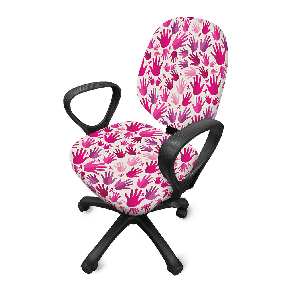 Pink Hand Breast Cancer Pattern Print Office Chair Cover