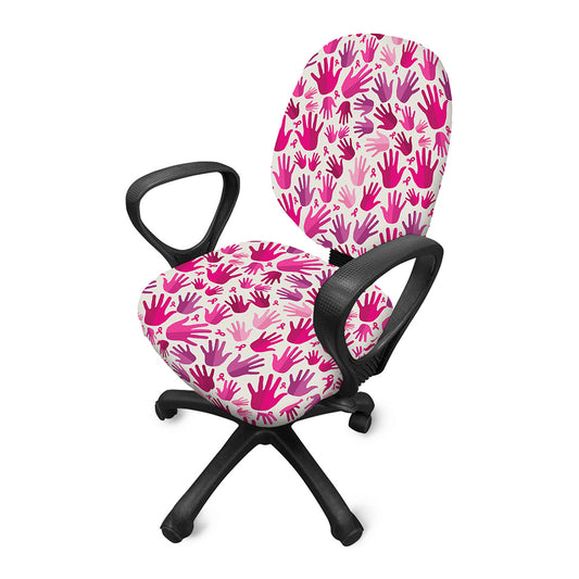 Pink Hand Breast Cancer Pattern Print Office Chair Cover