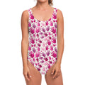 Pink Hand Breast Cancer Pattern Print One Piece Swimsuit