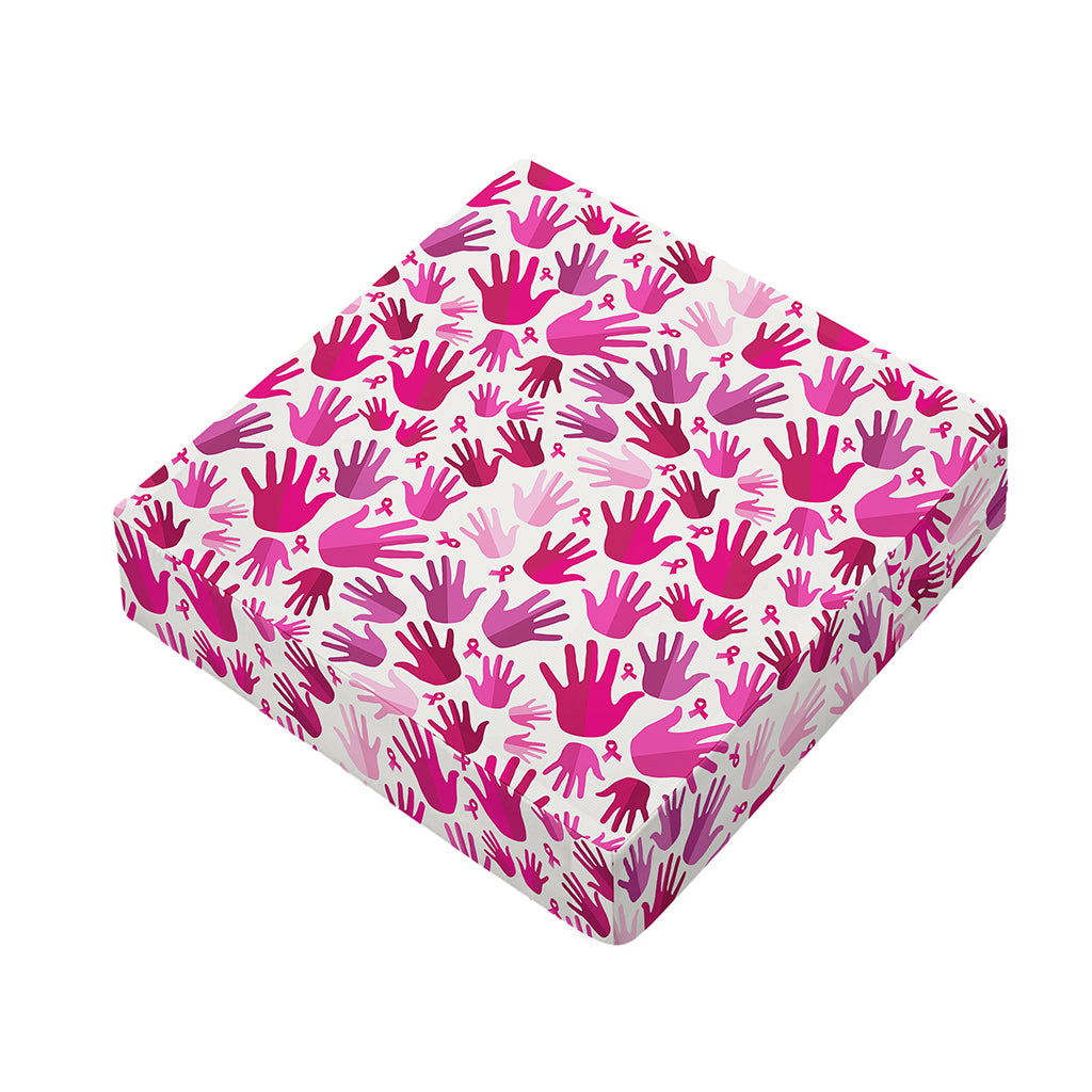 Pink Hand Breast Cancer Pattern Print Outdoor Seat Cushion Cover